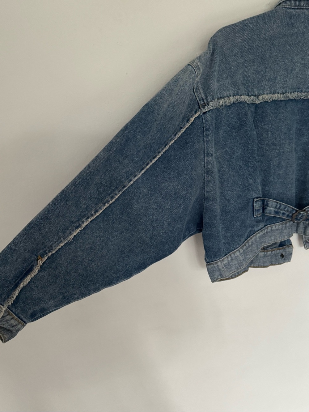 Free People Distressed Cropped Blue Denim Jacket - Picture 5 of 6